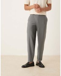 ASOS - Pantalones De Vestir Grises De Corte Tapered Extragrande Con Parte Delantera Cruzada De -Negro - Lyst