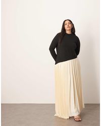 ARRANGE - Curve Contrast Fabric Sculpted Maxi Dress With Pleat Skirt - Lyst