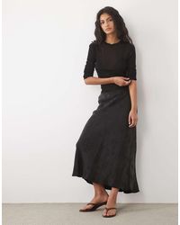 Mango - Satin Jacquard Midi Skirt - Lyst