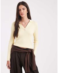 ONLY - Polo Latticello Con Scollo A V - Lyst