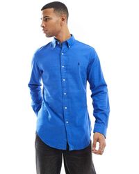 Polo Ralph Lauren - Camisa Azul Medio Jaspeado Con Logo De Sarga Cepillada Resistente Icon De - Lyst