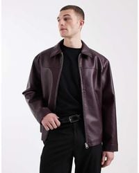 ASOS - Faux Leather Harrington Jacket - Lyst