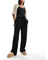 ONLY - Linnen Broek Met Gestrikte Taille En Wijde Pijpen - Lyst