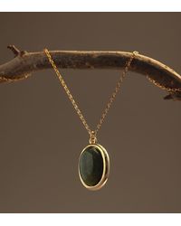 Orelia - Green Jade Charm Necklace - Lyst