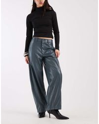 ASOS - Faux Leather Barrel Leg Trousers With Seam Detail - Lyst