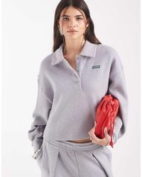 Lacoste - Label Accent Ribbed Polo Sweatshirt - Lyst