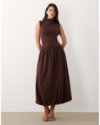 ASOS - High Neck Drop Waist Sleeveless Maxi Dress - Lyst