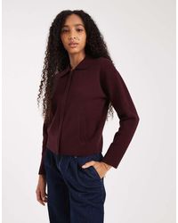 New Look - Zip Through Colla Cardigan - Lyst