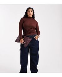 ASOS - Vaqueros De Corte Barrel Slim Con Azul Tinta De Asos Design Curve-Azul Marino - Lyst