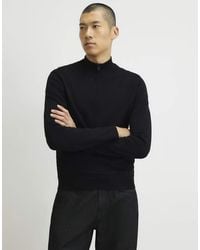 River Island - Slim Fit Half Zip Jumper - Lyst