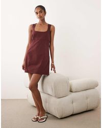 ASOS - Square Neck Structured Cotton Mini Sundress - Lyst