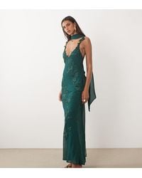 ASOS - Asos Design Tall Maxi-Jurk Met Cami, Bloemenprint En Versiering, Met Sjaal - Lyst