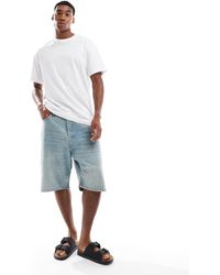 Jack & Jones - Pantalones Cortos Vaqueros Azules De Corte Skater Alargado Con Lavado Arena Ron De - Lyst