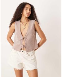 ASOS - Top A Cuadros Vichy Rosas Sin Mangas Con Lazada Delantera De - Lyst