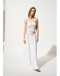 Mango - Teen - jupe longue bohème d'ensemble en coton avec détails brodés - blanc - Lyst