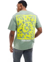 Only & Sons - Camiseta verde salvia holgada con estampado abstracto en la espalda - Lyst