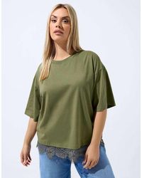 Yours Clothing - Lace Hem T-Shirt - Lyst
