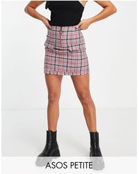 ASOS - Asos Design Petite Boucle Mini Skirt With Raw Hem And Pocket Detail - Lyst