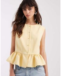 ASOS - Button Down Peplum Tailored Top - Lyst