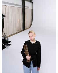4th & Reckless - Exclusive Fitted Waist Collarless Cocoon Sleeve Blazer - Lyst