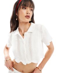 JJXX - Co-ord Cropped Crochet Button Through Top - Lyst