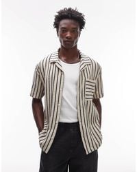 TOPMAN - Relaxed Fit Button Through Jersey Shirt With Knit Stripe - Lyst