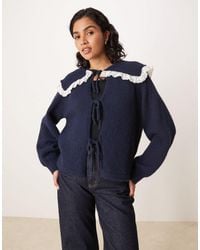 Glamorous - Big Collar Tie Front Cardigan - Lyst