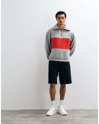 ASOS - Oversized Half Zip Sweatshirt With Contrast Zip And Chest Panel - Lyst