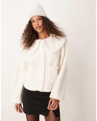 ASOS - Oversized Borg Jacket With Collar - Lyst