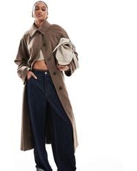 ASOS - Asos Design Tall Brushed Formal Top Collar Longline Coat - Lyst
