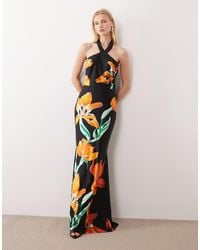 JW PEI - Racer Halter Neck Satin Mermaid Hem Maxi Dress - Lyst