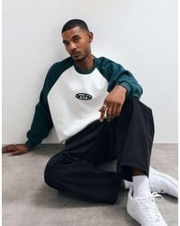 ASOS - Extreme Oversized Crew Neck With Contrast Sleeve And Pigment Print - Lyst