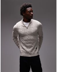 Paul Smith - Paul Smith Quarter Zip Cable Knit Jumper - Lyst