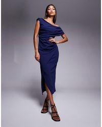 River Island - Asymmetric Wrap Midi Dress - Lyst