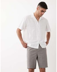 Only & Sons - Pantalones Cortos Beis Jaspeado Con Lazada En La Cintura De Mezcla De Lino-Neutro - Lyst