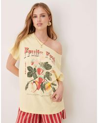 ASOS - Oversized Off Shoulder T-shirt With Fruit Graphic - Lyst