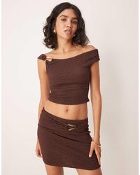ASOS - Co-Ord Texture One Shoulder Top With Trim Detail - Lyst