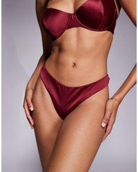 ASOS - Brooke - string épuré échancré en tulle et satin - bordeaux - Lyst