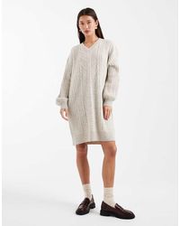 French Connection - Slouchy Cable Knit Mini Jumper Dress - Lyst