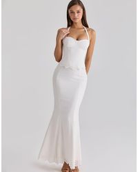 House Of Cb - Zizi Halter Neck Broderie Anglaise Corset Top - Lyst