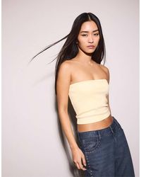 Stradivarius - Top Basic A Fascia Pastello - Lyst