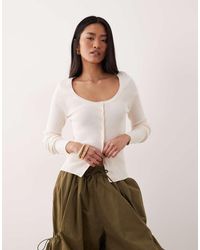 ASOS - Cotton Blend Wide Scoop Cardigan - Lyst