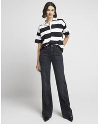 River Island - High Waisted Pocket Wide Leg Jeans - Lyst
