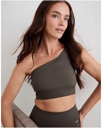 Aim'n - Dark Ivy Ribbed Seamless One Shoulder Bra - Lyst