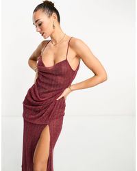 ASOS - Strappy Sheer Cowl Midi Dress With Drape Skirt - Lyst