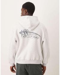 ASOS - Sudadera Gris Jaspeado Extragrande Con Capucha Y Estampado De Texto En La Espalda De - Lyst