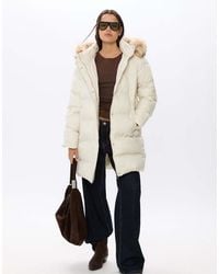 Stradivarius - Padded Coat With Faux Fur Hood - Lyst