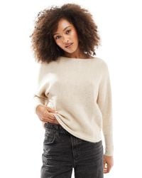ONLY - Ribbed Wide Neck Knitted Jumper - Lyst