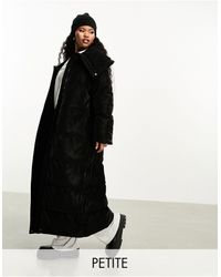 Urbancode - Urbancode Petite Maxi Puffer Coat With Oversized Shawl Collar - Lyst