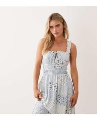 Miss Selfridge - Seersucker Shirred Detail Maxi Dress - Lyst